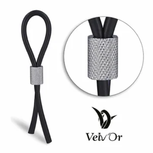 Velv'Or JBoa 303 Adjustable Silicone Ring Black & Silver 13cm