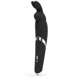 Happy Rabbit Wand Black - Silicone Massager, 10 Modes, Waterproof