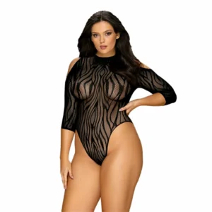 Obsessive B130 Black Teddy XL/XXL - Elegant Zebra Pattern Bodysuit