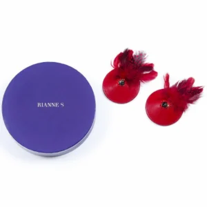 Rianne S Pasties Birds Red - Elegant Leather & Feather Accessory