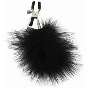 Sportsheets S&M Adjustable Feathered Nipple Clamps Black Feathers