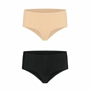 Bye Bra Invisible High Brief 2-Pack Nude & Black, Seamless Medium