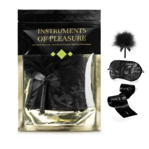 Bijoux Indiscrets Instruments of Pleasure Set Green - Feather Tickler & Satin Accessories