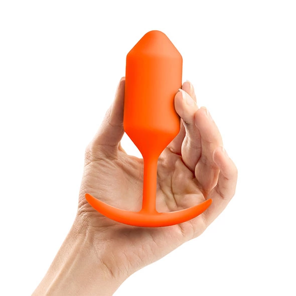 b-Vibe Snug Plug 3 Orange Weighted Silicone Anal Trainer 180g 3.6x12.7cm