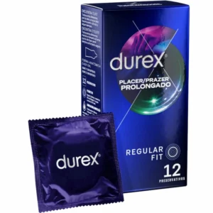 Durex Pleasure Prolonged 12 pakuočių latekso prezervatyvai su Delay Lubrikantu
