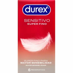 Durex Sensitive Total Contact Itin ploni lateksiniai 6 pakuočių prezervatyvai 52mm