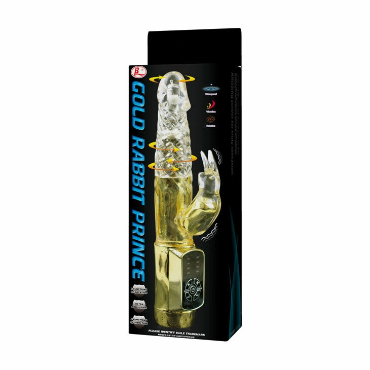 Baile US Rabbit Gold Prince Intimate Rotating Device, Gold, 23 cm