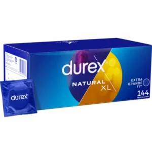 Durex Natural XL 56mm Extra Large 144-Pack - Comfort Fit Condoms