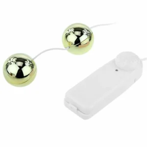 Baile Golden Vibrating Kegel Balls with Wired Remote, 3.2 cm, Gold