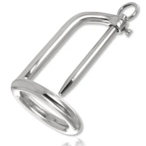 METAL HARD Stainless Steel Glans Ring with Urethral Plug, Silver, Universal