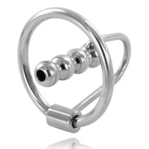 METAL HARD Steel Glans Ring with Urethral Plug 30mm Diameter