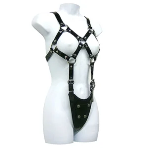 Ouch! Leather Body Harness Adjustable Model for Women S-XL Black