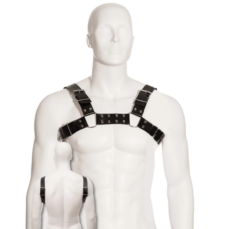 BDSMstore odiniai kūno diržai juodi reguliuojami Bull Dog S-XL