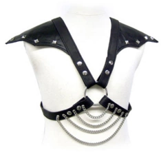 SINNER GEAR Odiniai diržai su metalinėmis grandinėmis Reguliuojami S-XL juodi
