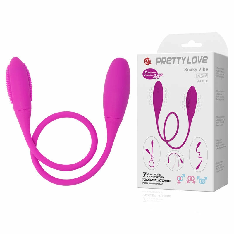 Pretty Love Snaky Deluxe Flexible Dual-Motor Vibrator 7 Modes Purple 60cm