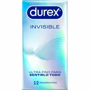 Durex Invisible Extra Thin 12-Pack - Ultra-Fine, Regular Size, Silicone Lubricated
