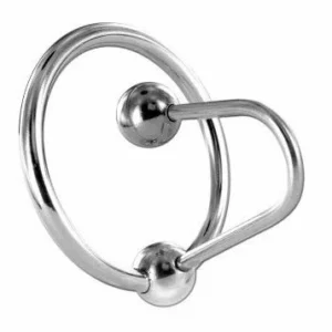 METAL HARD Steel Glans Ring with Urethral Pin, 30 mm, Hypoallergenic