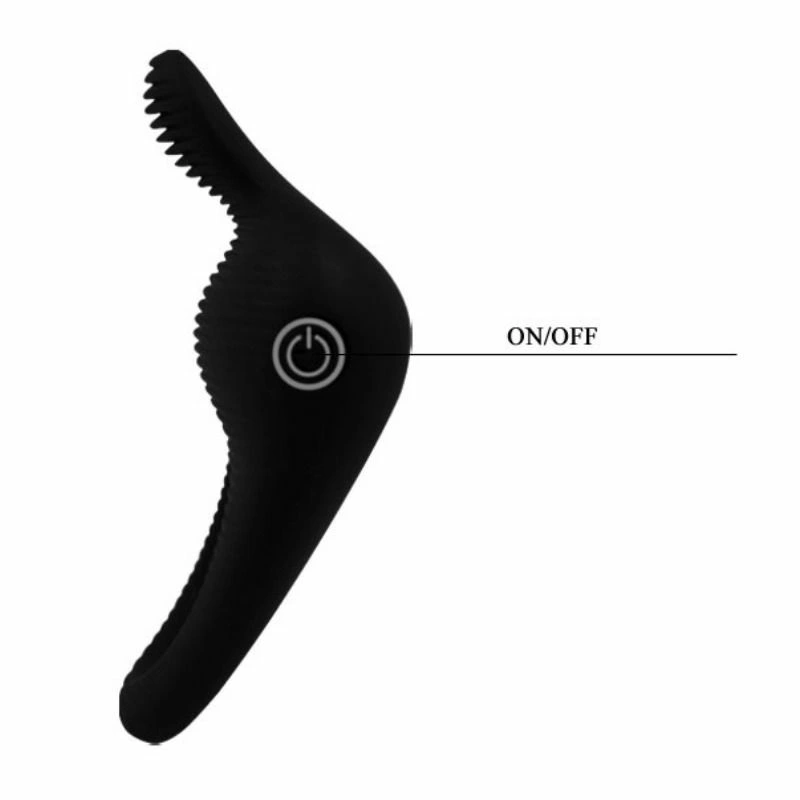 Pretty Love Thimble Black Silicone Vibrating Ring - Adjustable System