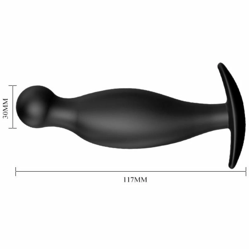Pretty Love silikoninis analinis kištukas, 11,7 cm juodas, ergonomiškas rankenos dizainas