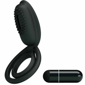 Pretty Love Esther Intimate Silicone Ring with Vibrating Feature Black
