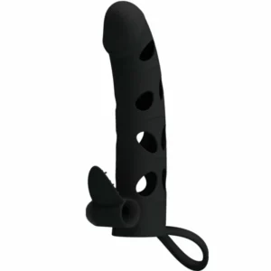 Pretty Love Silicone Extension Sleeve Black 15.2 cm with Vibration