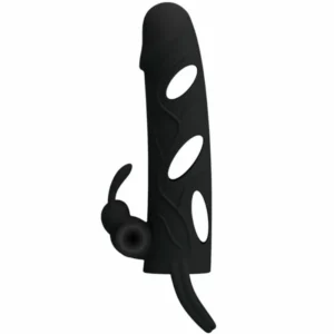 Pretty Love Silicone Extension Sleeve 14cm Black with Vibrating System