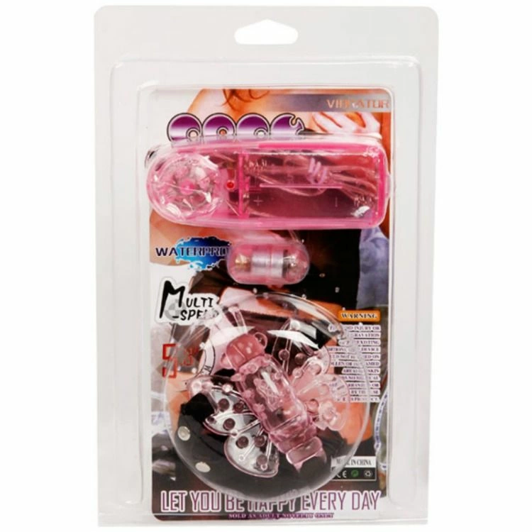 Baile Harness System with Multispeed Vibrating Butterfly, Pink, Adjustable