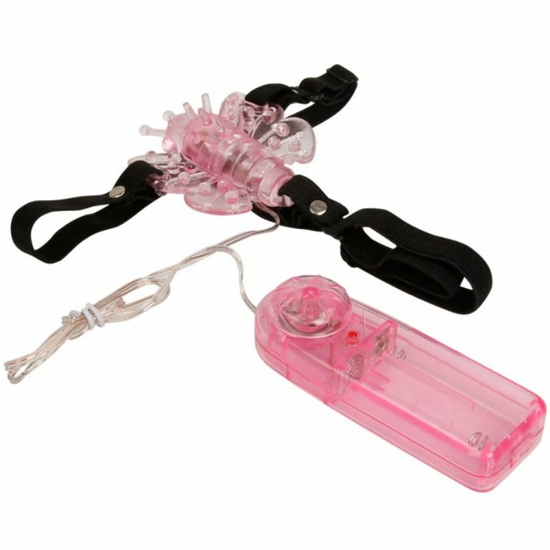 Baile Harness System with Multispeed Vibrating Butterfly, Pink, Adjustable