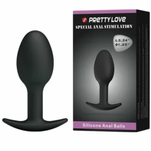 Pretty Love Silicone Intimate Plug 6.5 cm Black with Weighted Core
