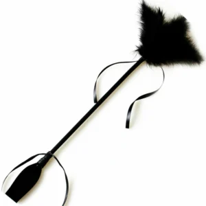 Secret Play Dual-Sided Intimate Accessory - Black Whip & Feather Paddle