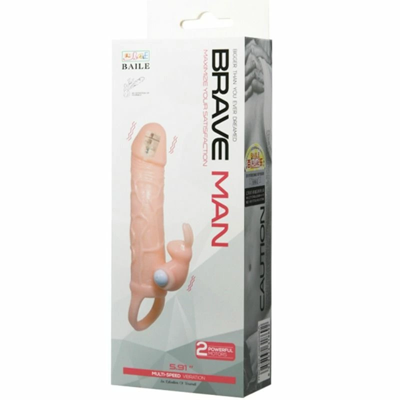 Baile Brave Man Intimate Extension with Dual Vibrating System 16.5 cm Flesh