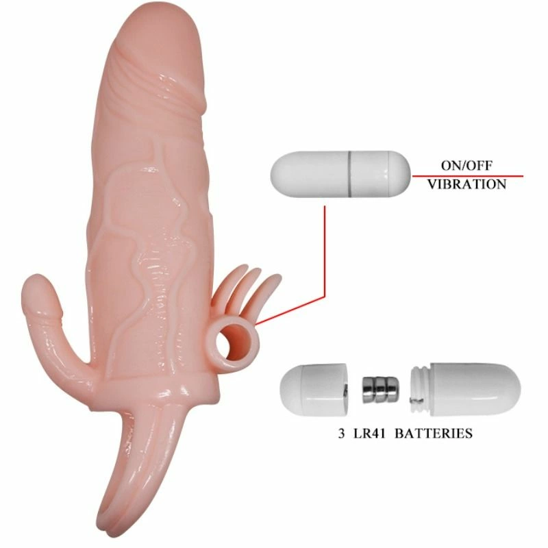 Baile Brave Man Intimate Extension with Dual Stimulation, Flesh, 16.5 cm