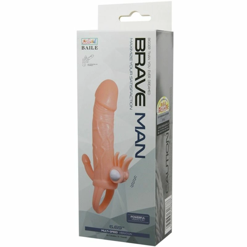 Baile Brave Man Intimate Extension with Dual Stimulation, Flesh, 16.5 cm
