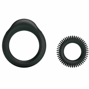 Baile Manhood Kit Set of 2 Silicone Rings Flexible Waterproof Black