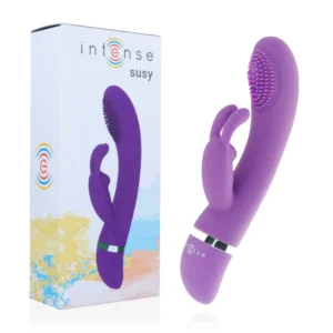 Intense Susy Silicone Rabbit Lilac Oscillating Dual Motor Vibrator 18.8cm