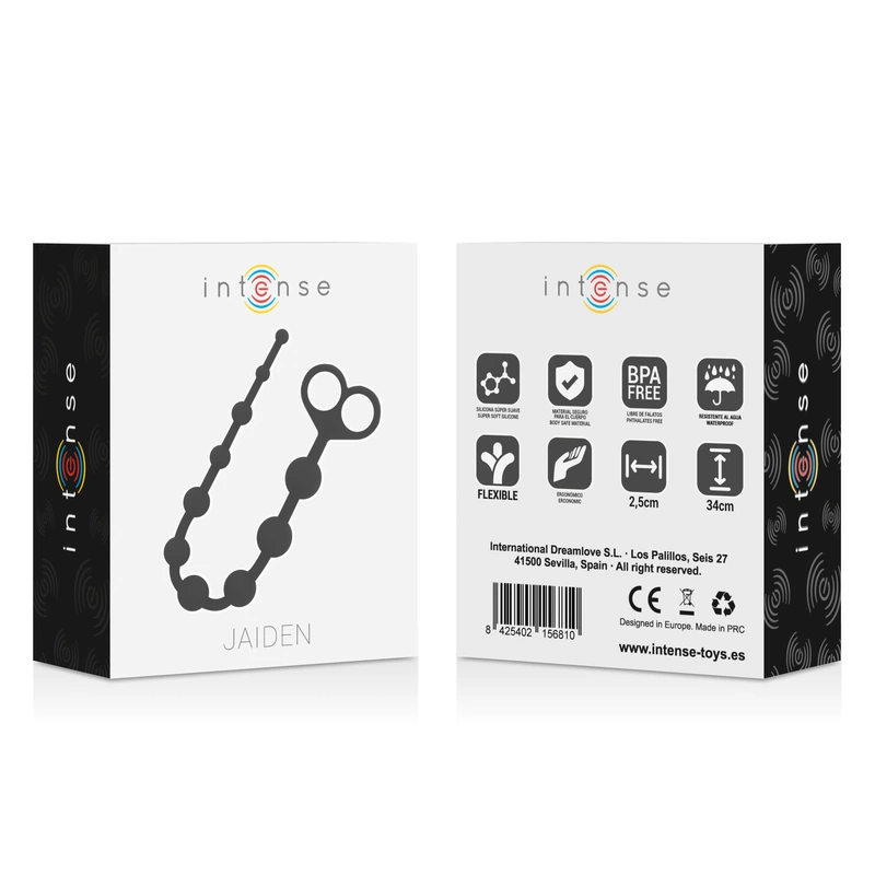 INTENSE Jaiden Silicone Intimate Beads Black 34cm Hypoallergenic