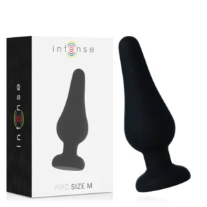 Intensyvus Pipo M juodas silikoninis analinis kištukas 11 cm – kompaktiškas ir lankstus dizainas