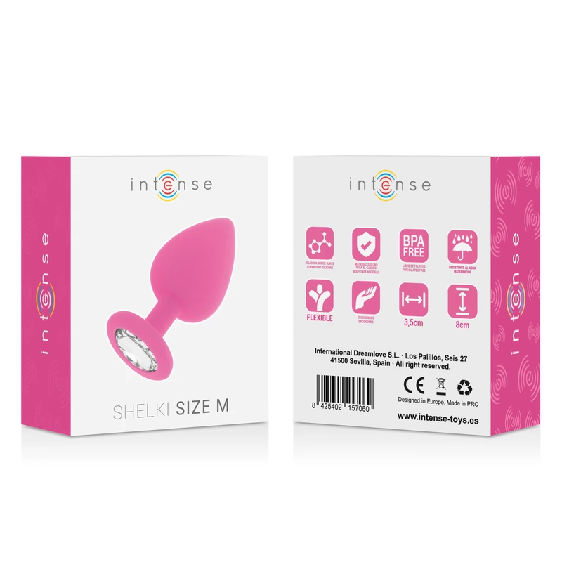 INTENSE Shelki M silikoninis kištukas Fuchsia 8 cm - patogumas ir elegancija
