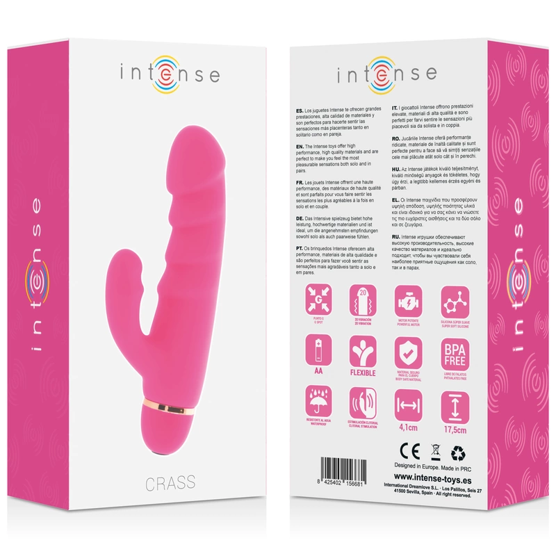 Intense Crass 20-Speed Silicone System Pink 17.5cm Ergonomic Design