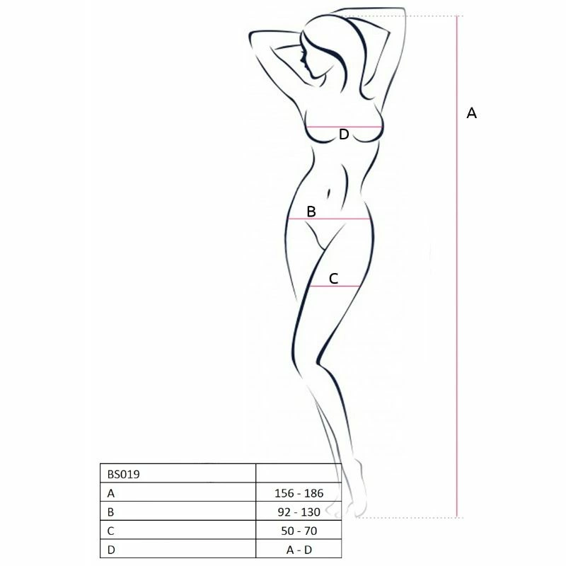 Passion BS019 Bodystocking White – elegantiškas tinklelio dizainas, vienas dydis