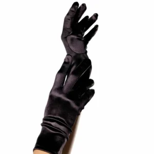 Leg Avenue Satin Gloves Black - Elegant Short Party Accessory One Size