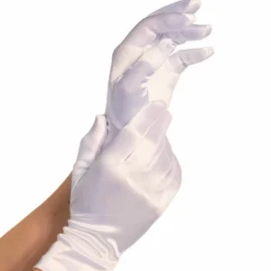 Leg Avenue Satin Short Gloves White Elegant Finish One Size