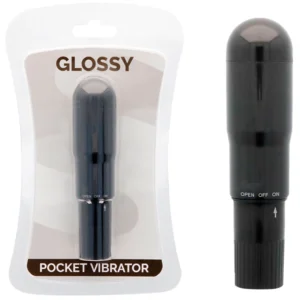 Glossy Brilliant Pocket Vibrator Black - Discreet Compact Model ABS