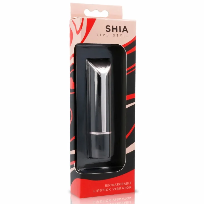 LYPS STYLE Shia Lipstick Vibrator Black & Red USB Rechargeable 10 Modes