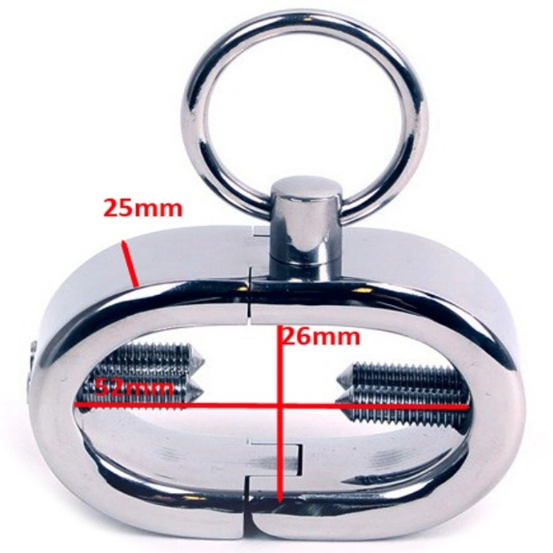 Metalinė kieta ovali plieno suvaržymo apyrankė su reguliuojamais 44 mm varžtais