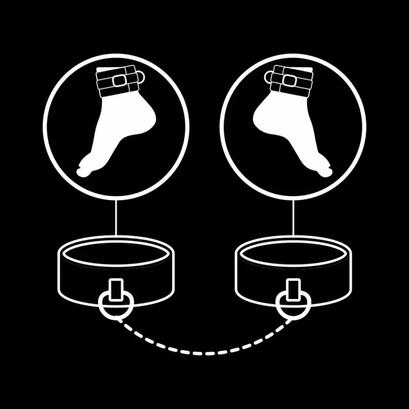 Fetish Submissive Vegan Leather Ankle Cuffs with Neoprene Lining, Adjustable