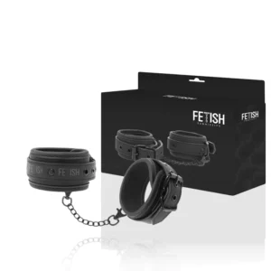 Fetish Submissive Vegan Leather Ankle Cuffs with Neoprene Lining, Adjustable