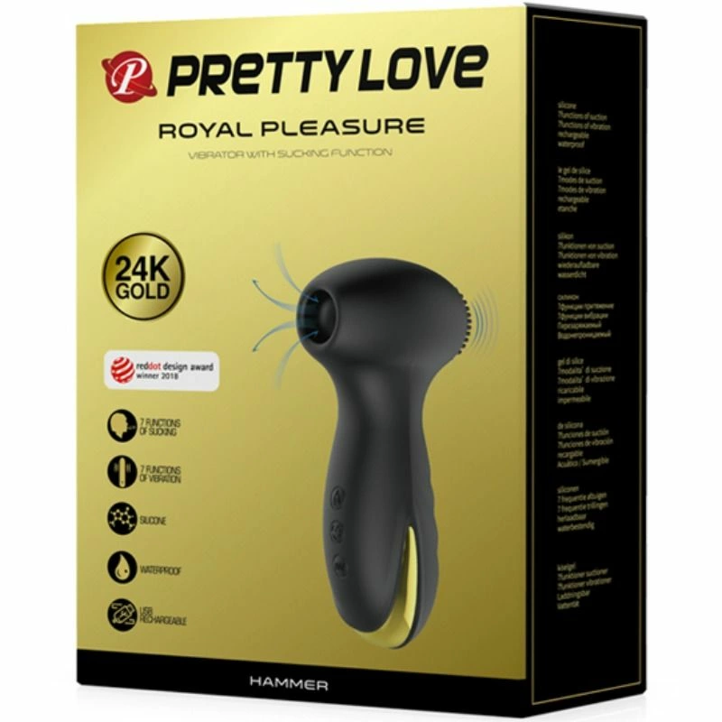 Pretty Love Hammer Intimate Device with Vibration & Suction, USB, Pink