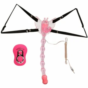 Baile Butterfly Strap-On Intimate System with Remote Control, TPR, Black