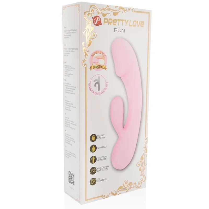 Pretty Love Ron Rechargeable Silicone Vibrating Rabbit, 12 Modes, 175mm